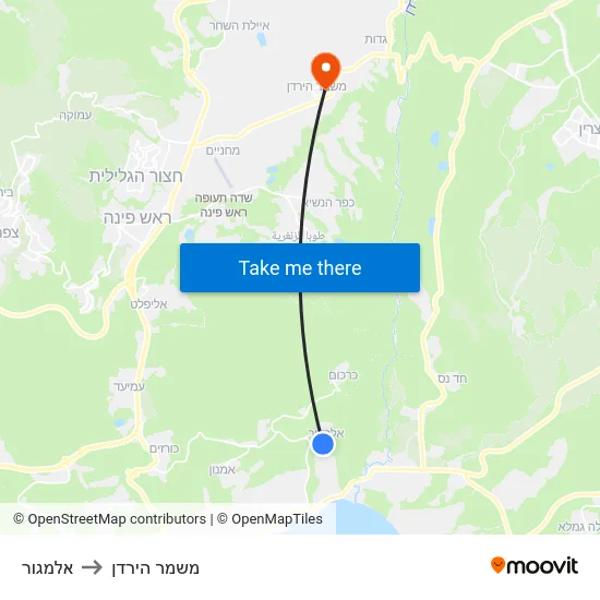 אלמגור to משמר הירדן map
