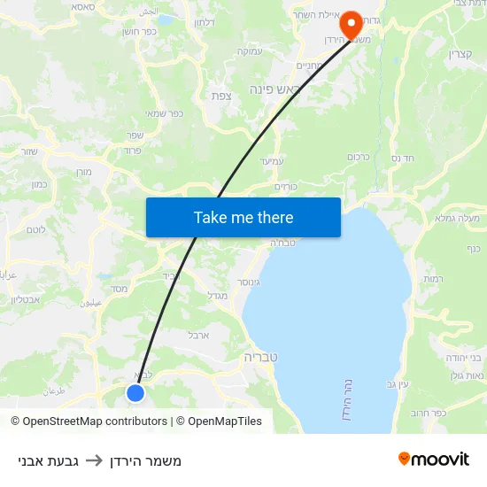 גבעת אבני to משמר הירדן map