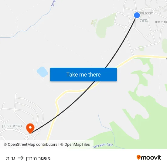 גדות to משמר הירדן map