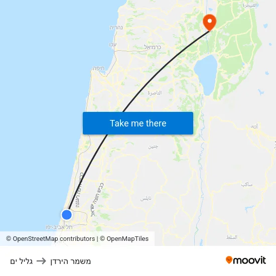 גליל ים to משמר הירדן map