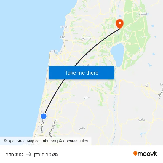 גנות הדר to משמר הירדן map
