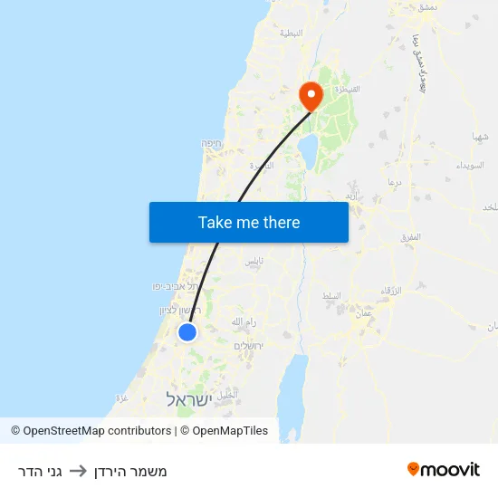 גני הדר to משמר הירדן map