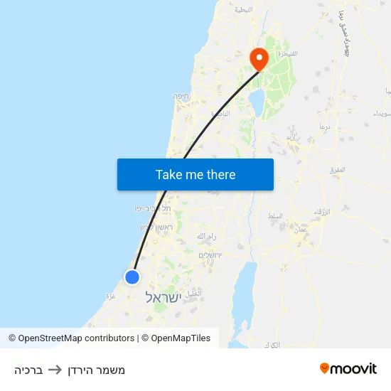 ברכיה to משמר הירדן map