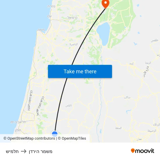 חלמיש to משמר הירדן map