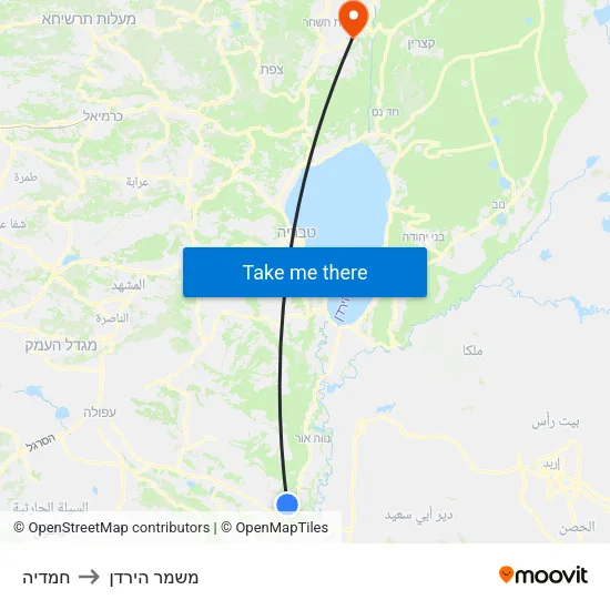 חמדיה to משמר הירדן map