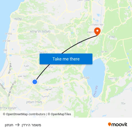 חנתון to משמר הירדן map
