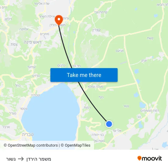 גשור to משמר הירדן map