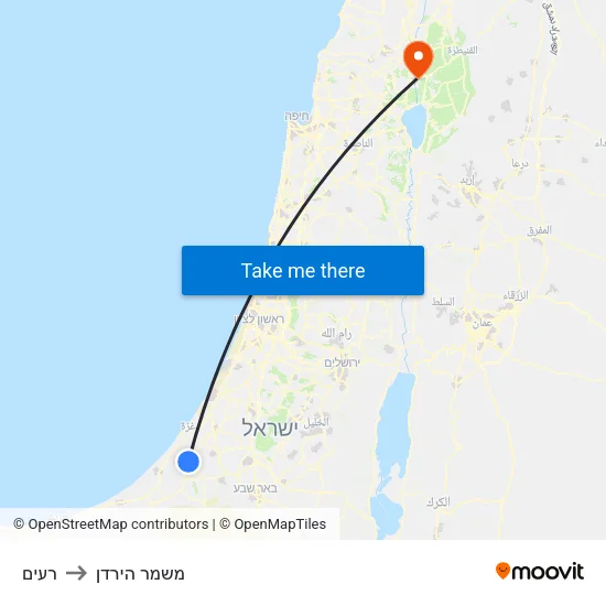 רעים to משמר הירדן map