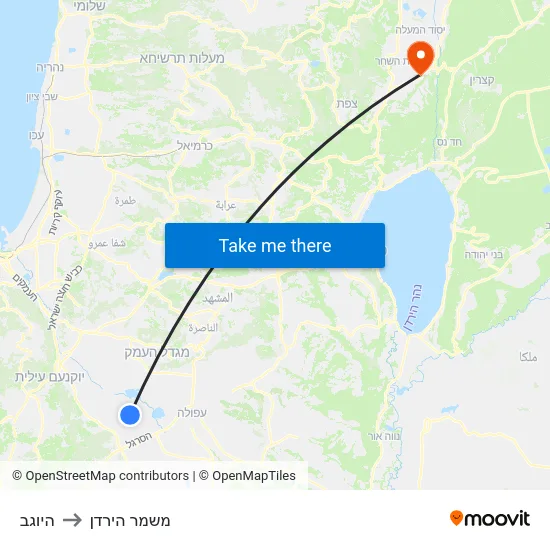 היוגב to משמר הירדן map