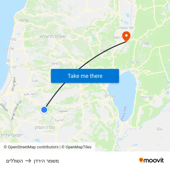 הסוללים to משמר הירדן map