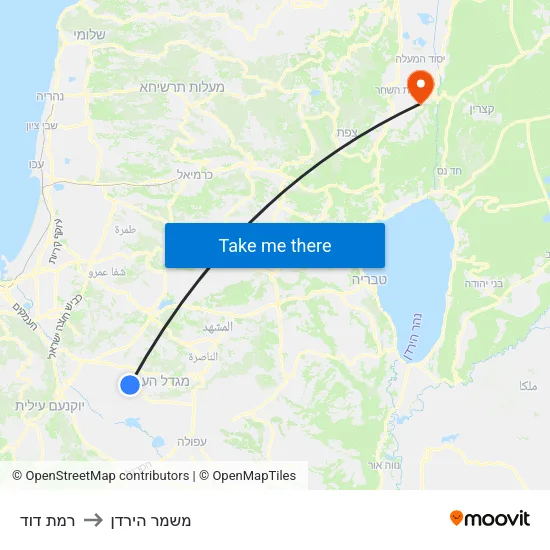 רמת דוד to משמר הירדן map