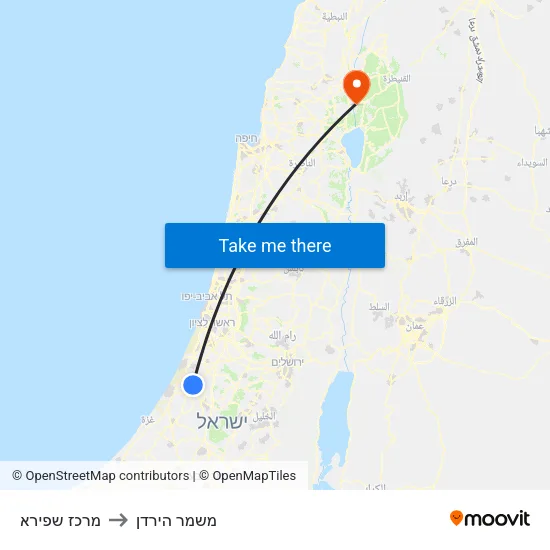 מרכז שפירא to משמר הירדן map
