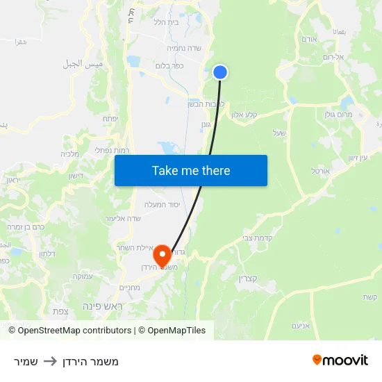 שמיר to משמר הירדן map