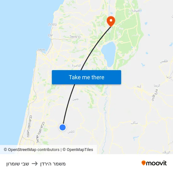 שבי שומרון to משמר הירדן map