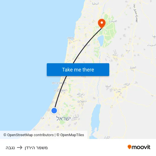 נגבה to משמר הירדן map