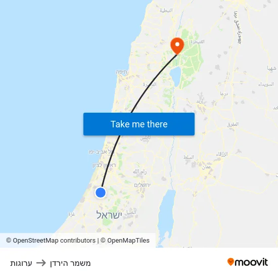 ערוגות to משמר הירדן map