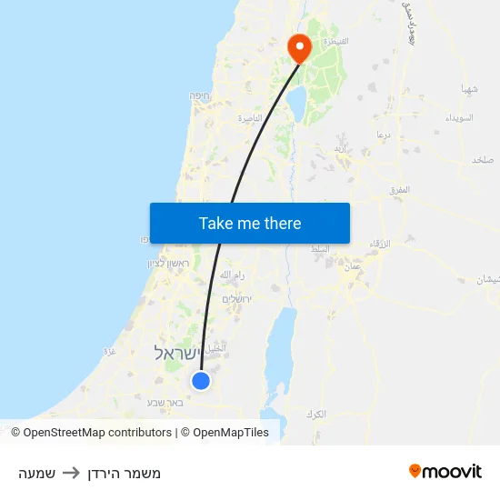 שמעה to משמר הירדן map