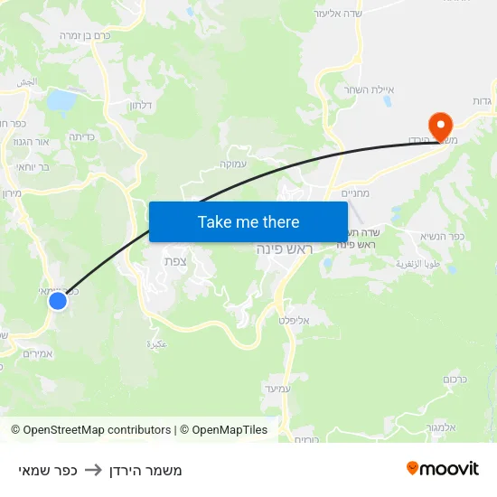כפר שמאי to משמר הירדן map