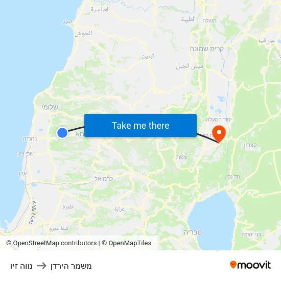 נווה זיו to משמר הירדן map