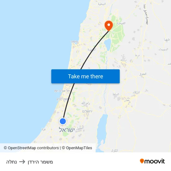 נחלה to משמר הירדן map
