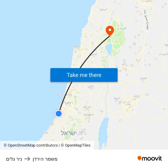 ניר גלים to משמר הירדן map
