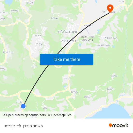 קדרים to משמר הירדן map