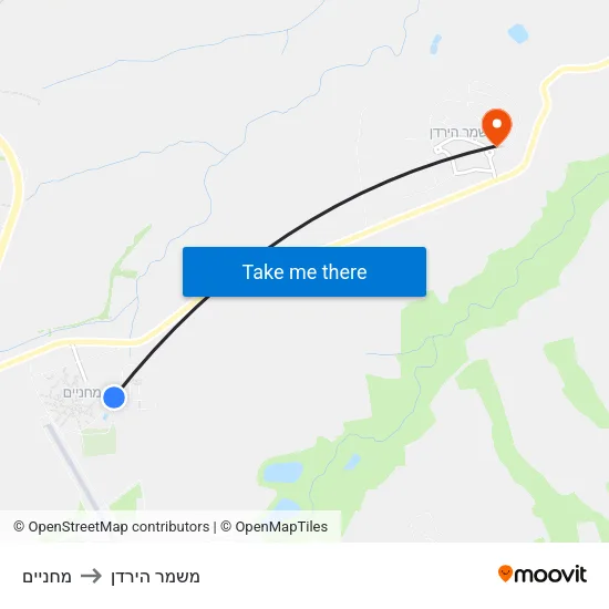 מחניים to משמר הירדן map