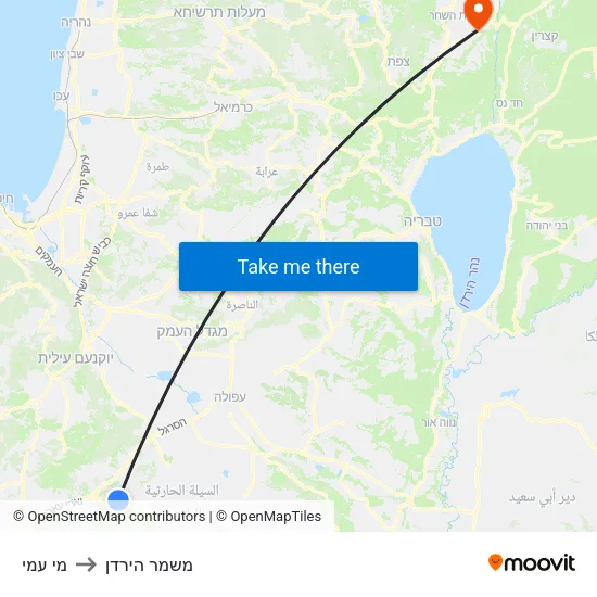 מי עמי to משמר הירדן map