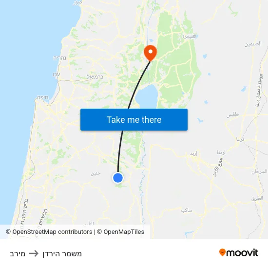 מירב to משמר הירדן map
