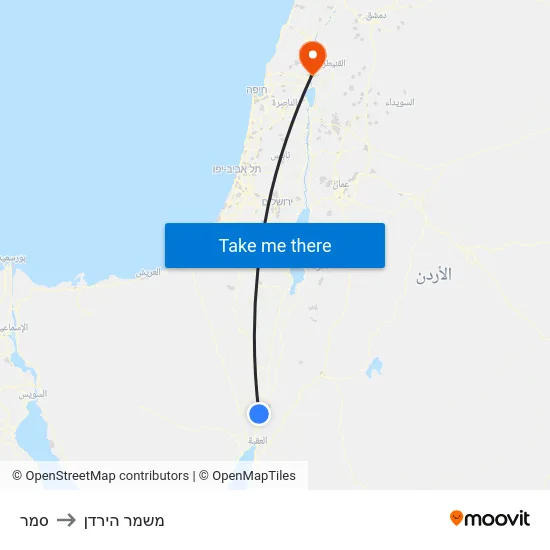 סמר to משמר הירדן map