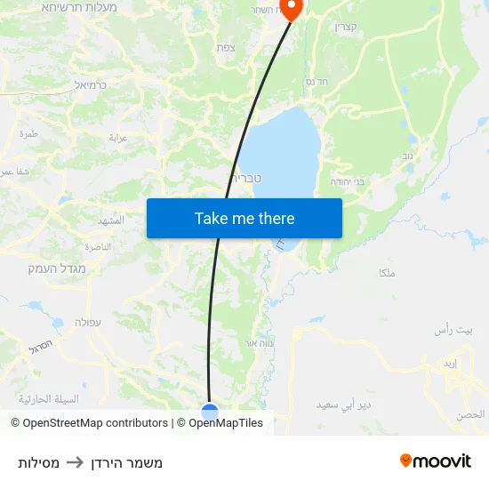 מסילות to משמר הירדן map