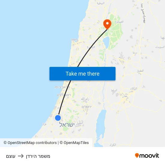עוצם to משמר הירדן map