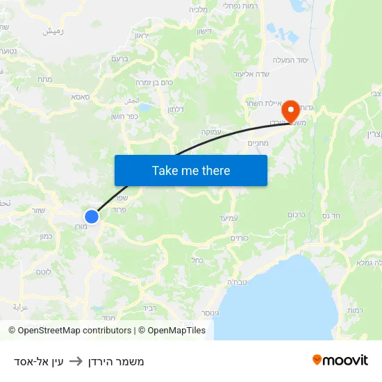 עין אל-אסד to משמר הירדן map