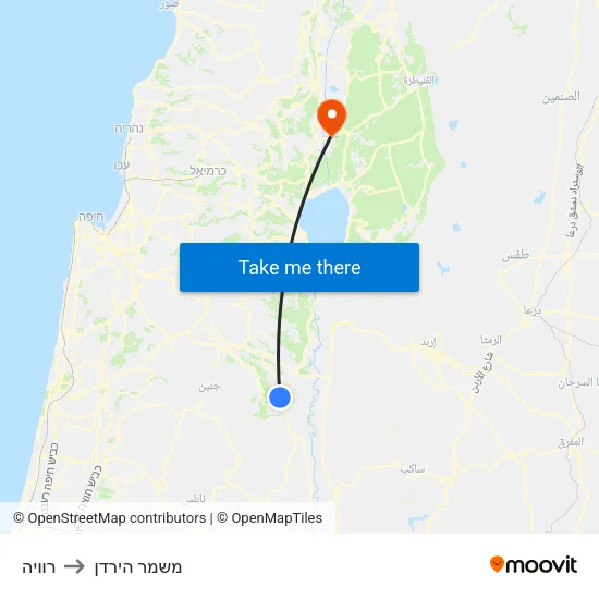 רוויה to משמר הירדן map