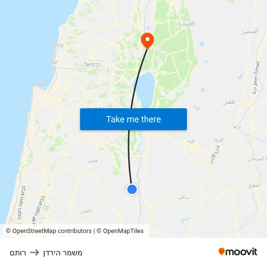 רותם to משמר הירדן map