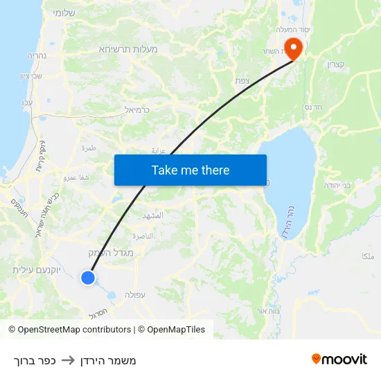 כפר ברוך to משמר הירדן map