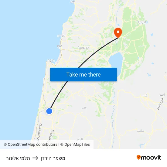 תלמי אלעזר to משמר הירדן map