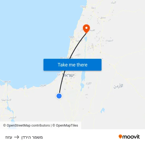 עזוז to משמר הירדן map