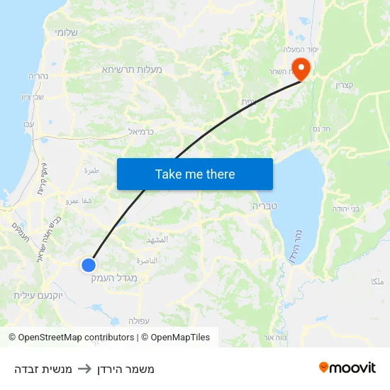 מנשית זבדה to משמר הירדן map