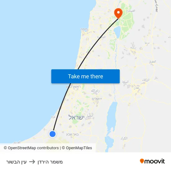 עין הבשור to משמר הירדן map