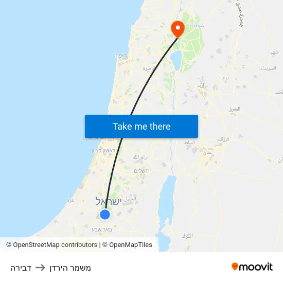דבירה to משמר הירדן map