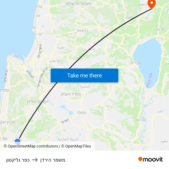 כפר גליקסון to משמר הירדן map