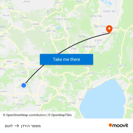 לוטם to משמר הירדן map