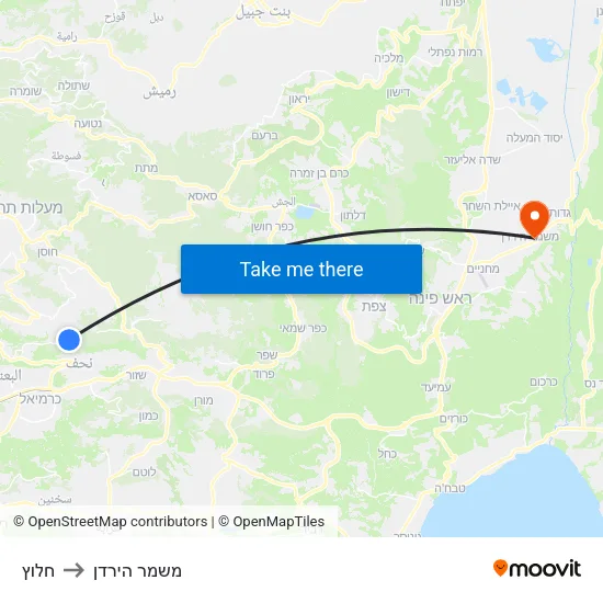 חלוץ to משמר הירדן map