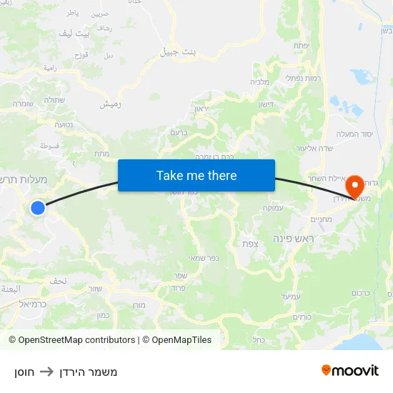 חוסן to משמר הירדן map