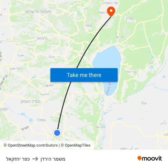 כפר יחזקאל to משמר הירדן map
