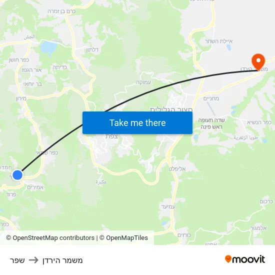 שפר to משמר הירדן map