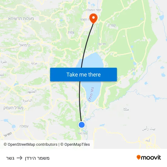 גשר to משמר הירדן map