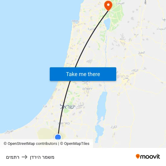 רתמים to משמר הירדן map