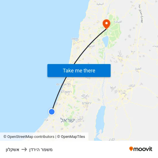אשקלון to משמר הירדן map